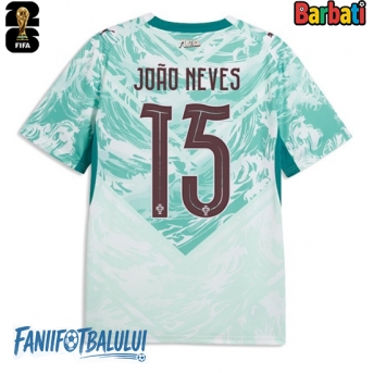 Portugalia Joao Neves #15 Tricou Fotbal Replică Mondial 2026 Barbati Deplasare